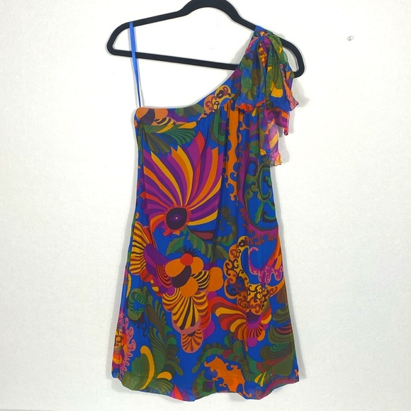 Trina Turk Banana Republic Multicolor One-Shoulder Dress size 4P - Picture 11 of 16